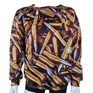 Shotgun Shell Sweatshirt Mens XL Full Metal Jacket All Over Bullet Print Fleece